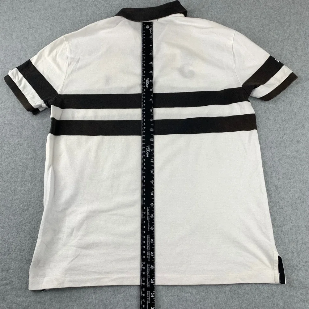 Polo Ralph Lauren Polo Shirt Mens M White Brown Striped Custom "Slim Fit" - Picture 6 of 7